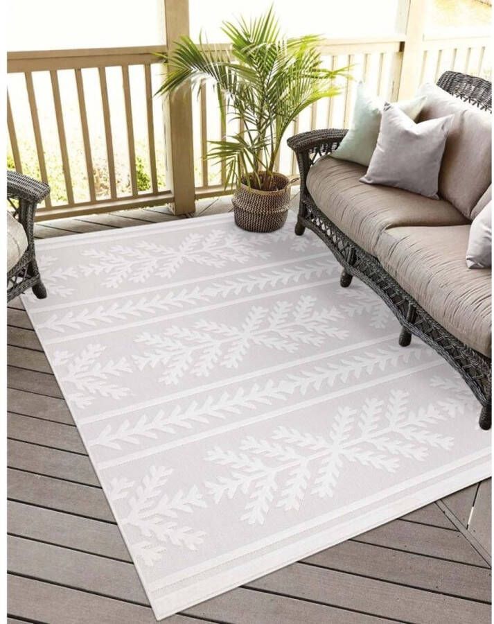 Flycarpets Caprenia Creme Buitenkleed Vierkant Vloerkleed Buiten Laagpolig Tuinkleed Tuintapijt Buitentapijt 150x150 cm - Foto 2