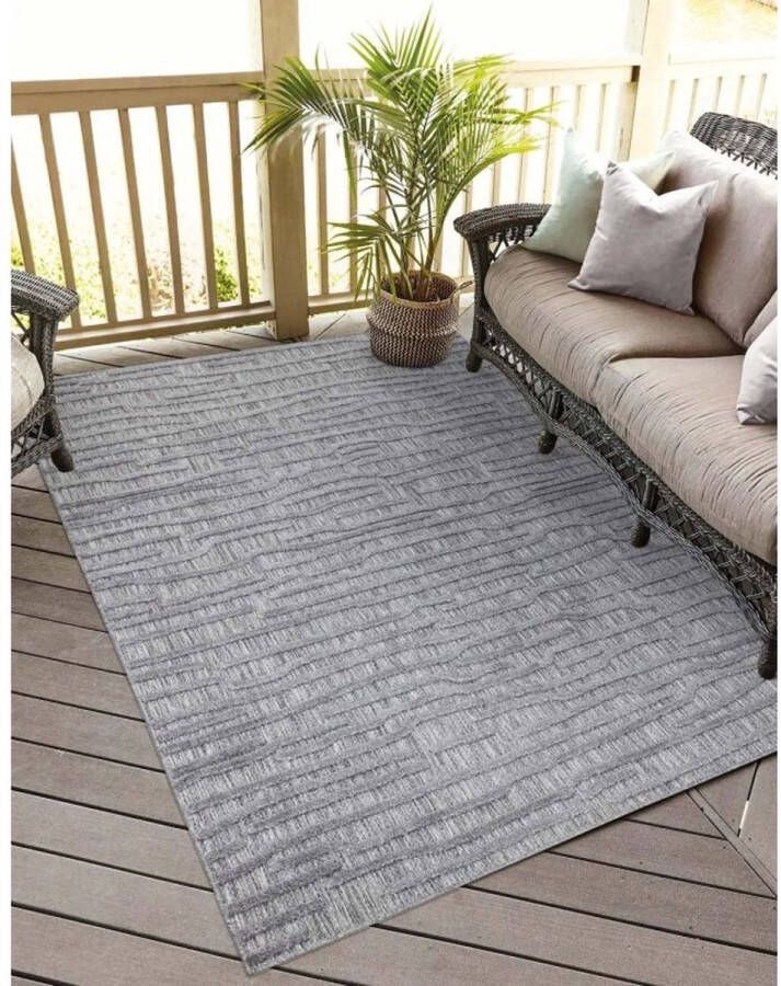 Flycarpets Caprenia Grijs Buitenkleed Vloerkleed Buiten Laagpolig Tuinkleed Tuintapijt Buitentapijt 120x170 cm - Foto 2