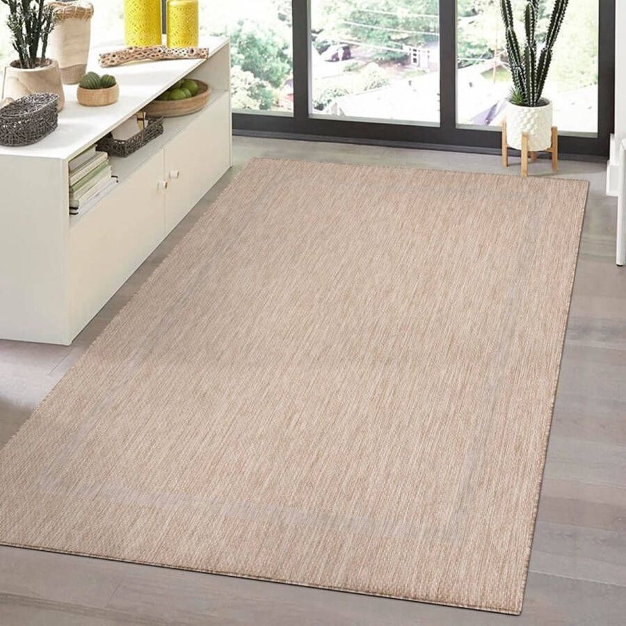 Flycarpets Capri Buitentapijt Buitenkleed Vloerkleed Voor Binnen & Buiten Weer en UV bestendig Perfect voor Balkon Terras en Serre Beige 140x200 cm