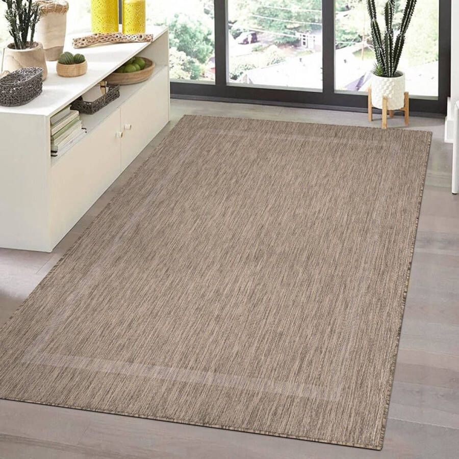 Flycarpets Capri Buitentapijt Buitenkleed Vloerkleed Voor Binnen & Buiten Weer en UV bestendig Perfect voor Balkon Terras en Serre Bruin 80x150 cm - Foto 3