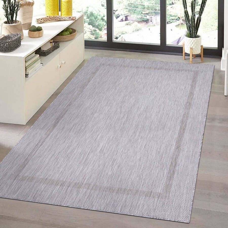 Flycarpets Capri Buitentapijt Buitenkleed Vloerkleed Voor Binnen & Buiten Weer en UV bestendig Perfect voor Balkon Terras en Serre Lichtgrijs 280x370 cm - Foto 2
