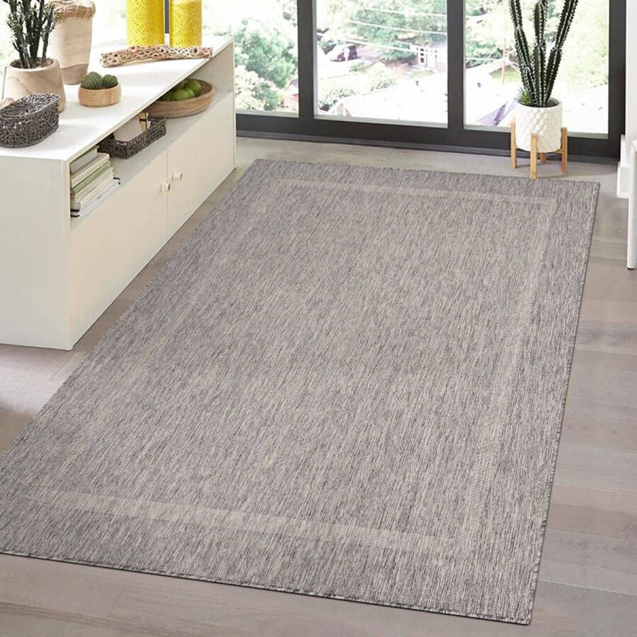 flycarpets Capri Buitentapijt Buitenkleed Vloerkleed Voor Binnen & Buiten Weer en UV bestendig Perfect voor Balkon Terras en Serre Grijs 240x340 cm