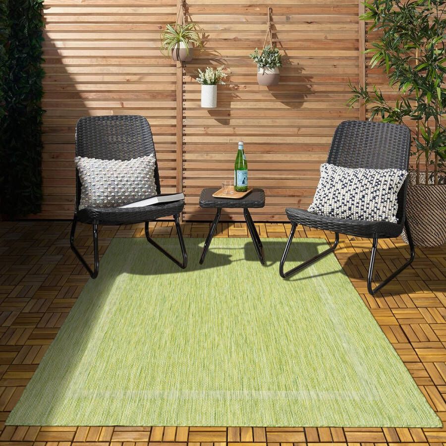 Flycarpets Capri Buitentapijt Buitenkleed Vloerkleed Voor Binnen & Buiten Weer en UV bestendig Perfect voor Balkon Terras en Serre Groen 80x150 cm