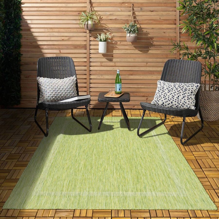 Flycarpets Capri Buitentapijt Buitenkleed Vloerkleed Voor Binnen & Buiten Weer en UV bestendig Perfect voor Balkon Terras en Serre Groen 200x290 cm