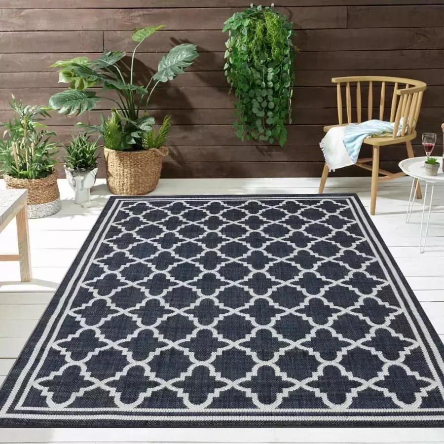 Flycarpets Capri Vloerkleed Buitenkleed Binnen & Buiten Donkerblauw Laagpolig 120x160 cm