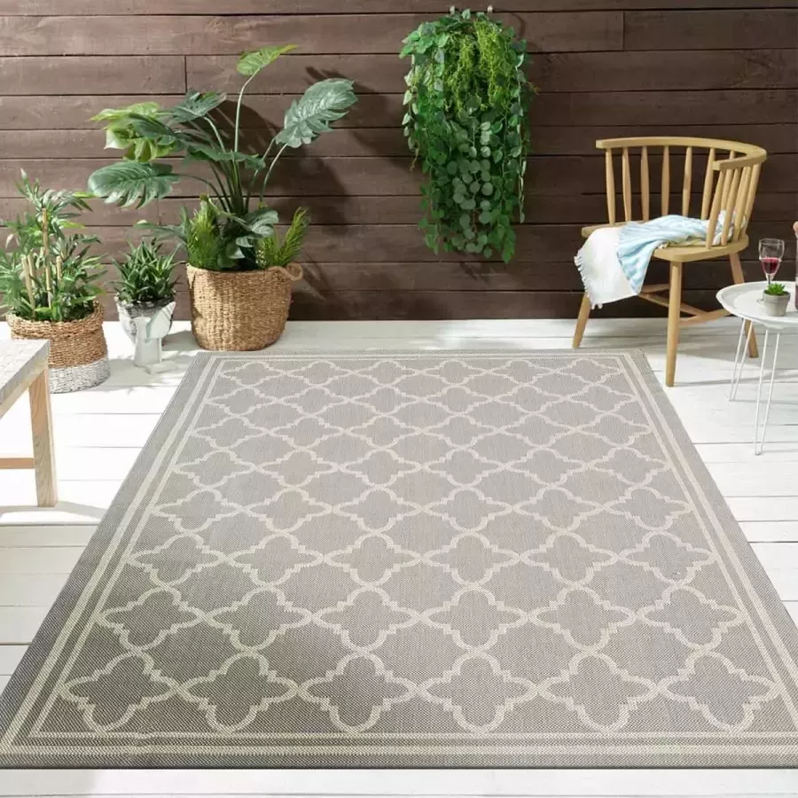 Flycarpets Capri Vloerkleed Buitenkleed Binnen & Buiten Grijs Laagpolig 200x280 cm
