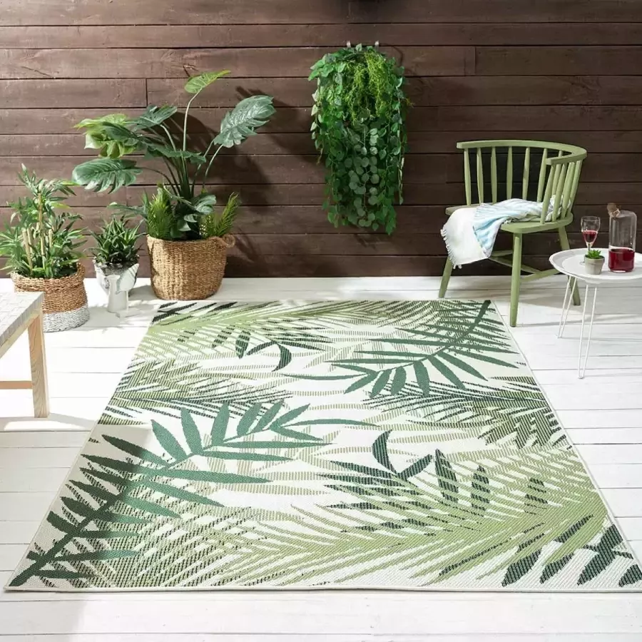 Flycarpets CAPRI INDOOR EN OUTDOOR GROEN CRÈME VLOERKLEED