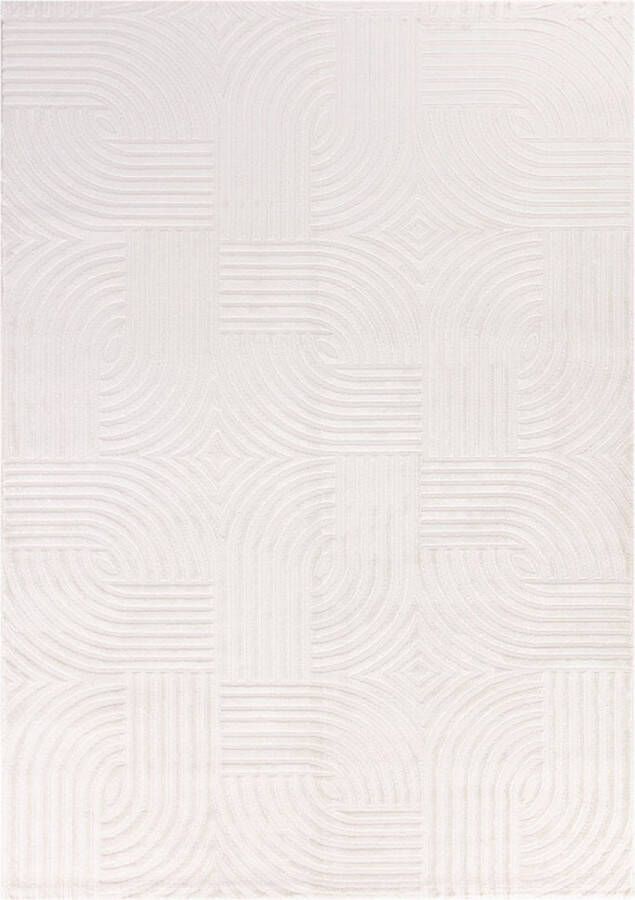 Flycarpets Cara Modern Japandi Architectura Vloerkleed Creme 80x250 cm