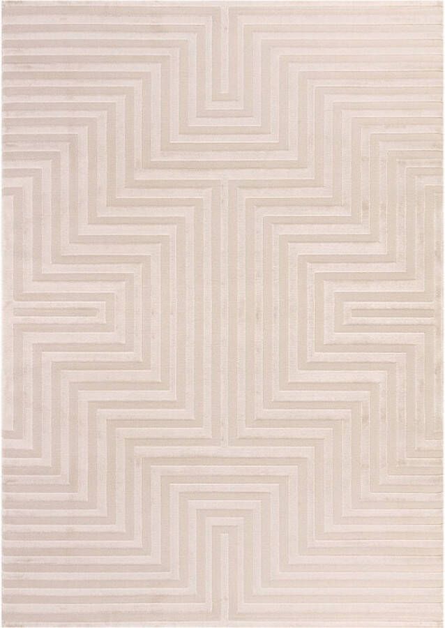 Flycarpets Cara Modern Japandi Labyrinth Vloerkleed Beige 200x290 cm
