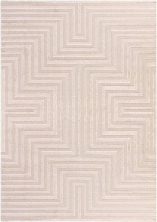 Flycarpets Cara Modern Japandi Labyrinth Vloerkleed Beige 80x150 cm
