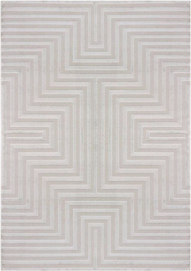 Flycarpets Cara Modern Japandi Labyrinth Vloerkleed Zilver 120x170 cm