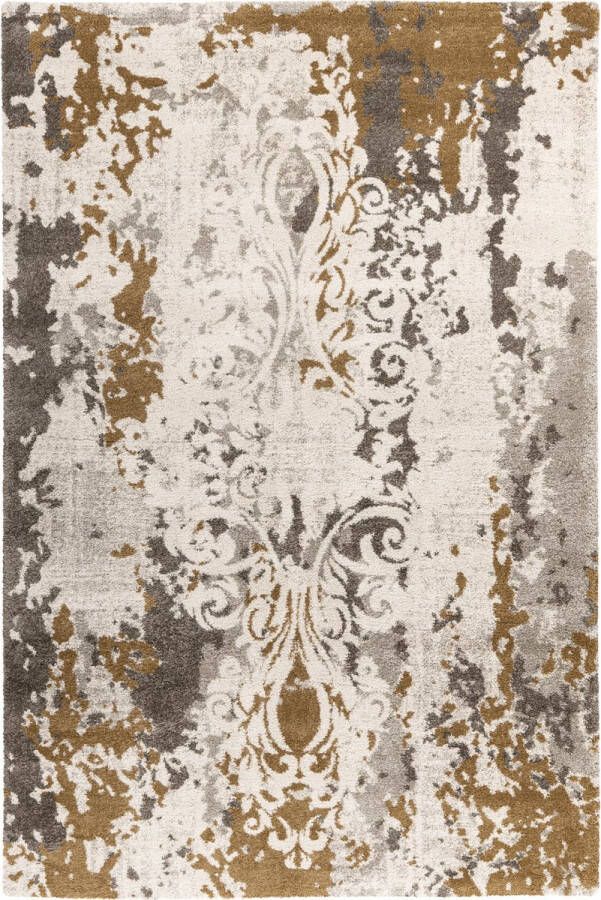 flycarpets Caridad Vloerkleed Vintage Goud Crème Beige Laagpolig 200x290 cm
