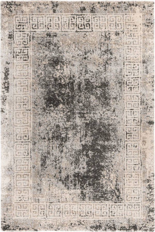flycarpets Caridad Vloerkleed Vintage Grieks Motief Grijs Crème Laagpolig 160x230 cm