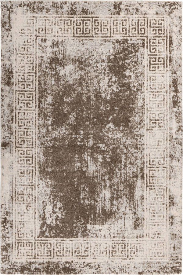 Flycarpets Caridad Vloerkleed Vintage Grieks Motief Taupe Crème Laagpolig 120x170 cm