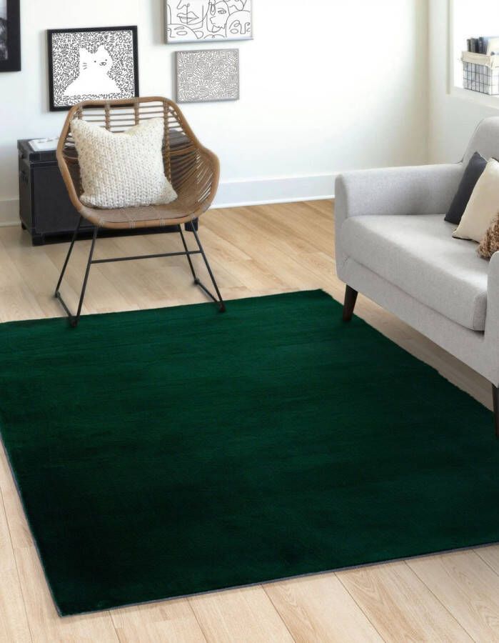 flycarpets Comfy Vicenza Hoogpolig Zacht Vloerkleed Groen 200x290 cm