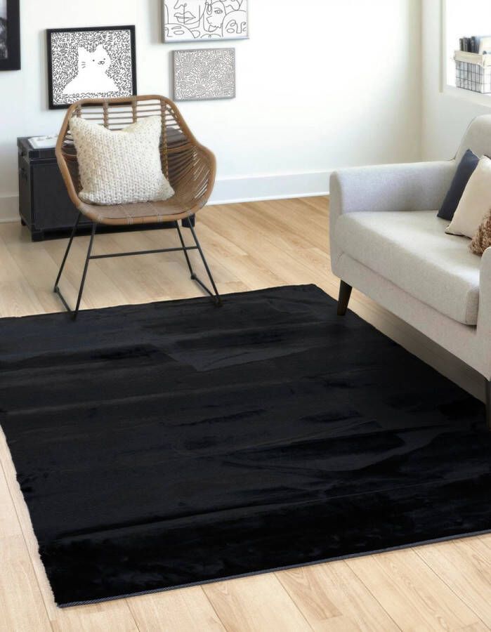 Flycarpets Comfy Vicenza Hoogpolig Zacht Vloerkleed Zwart 200x290 cm - Foto 2