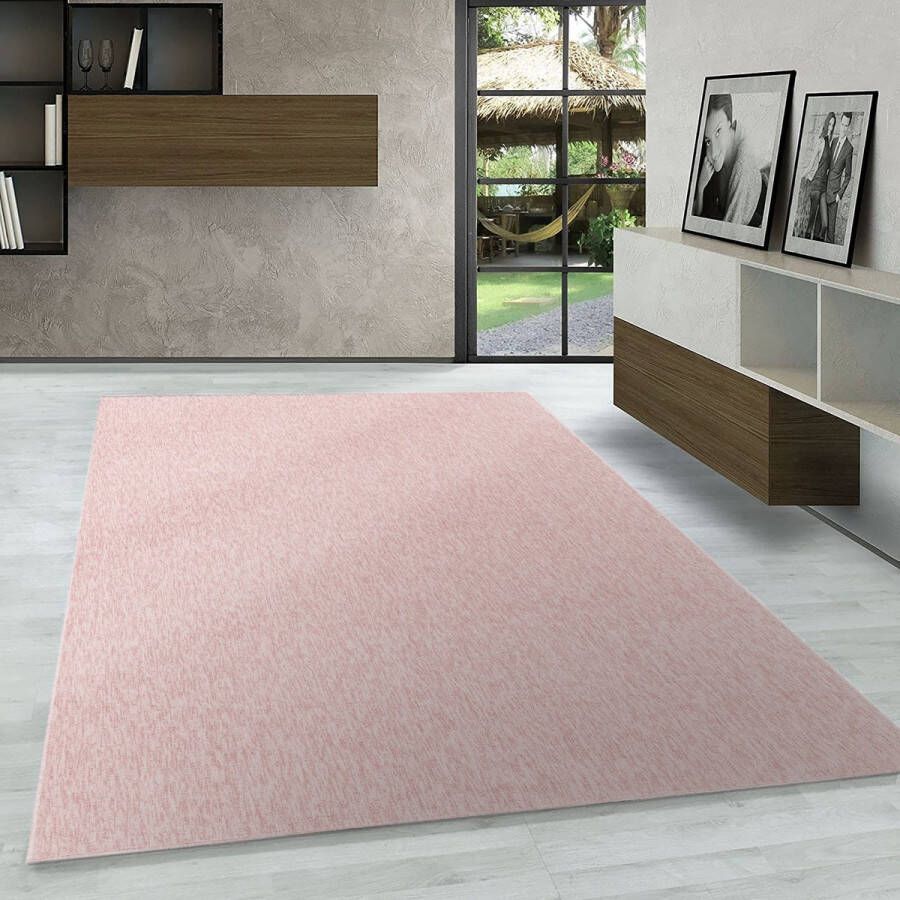 Flycarpets Darian Vloerkleed Effen Laagpolig Roze 120x170 cm