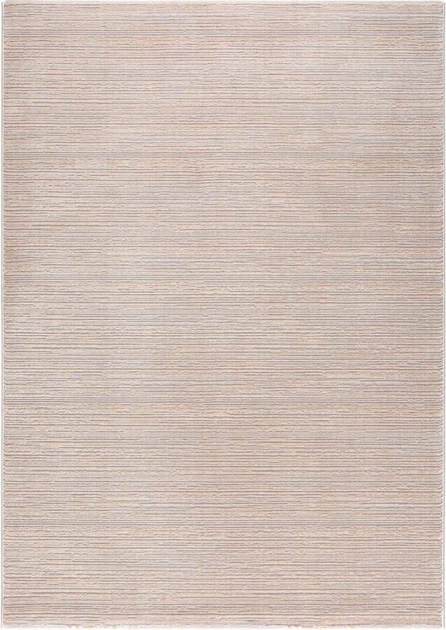 Flycarpets Eleganza Modern Laagpolig Gestreept Vloerkleed Beige Grijs 120x170 cm