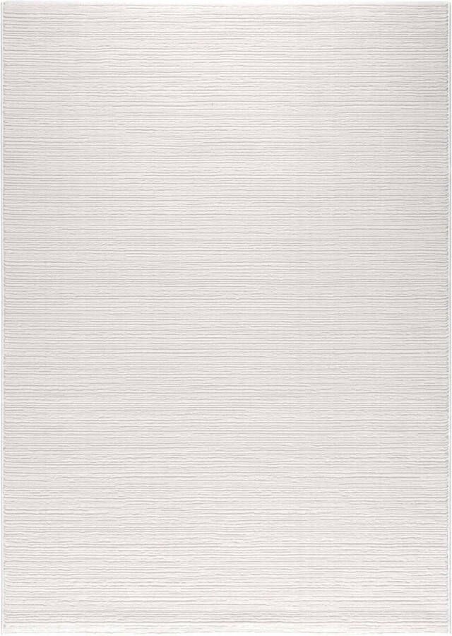 Flycarpets Eleganza Modern Laagpolig Gestreept Vloerkleed Crème Wit 120x170 cm