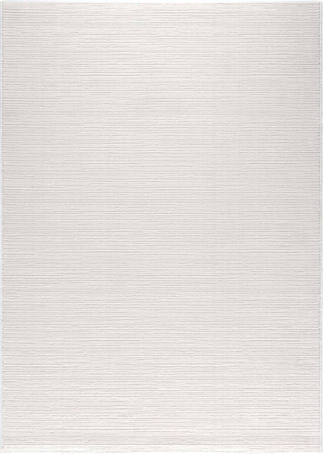 Flycarpets Eleganza Modern Laagpolig Gestreept Vloerkleed Crème Wit 160x230 cm