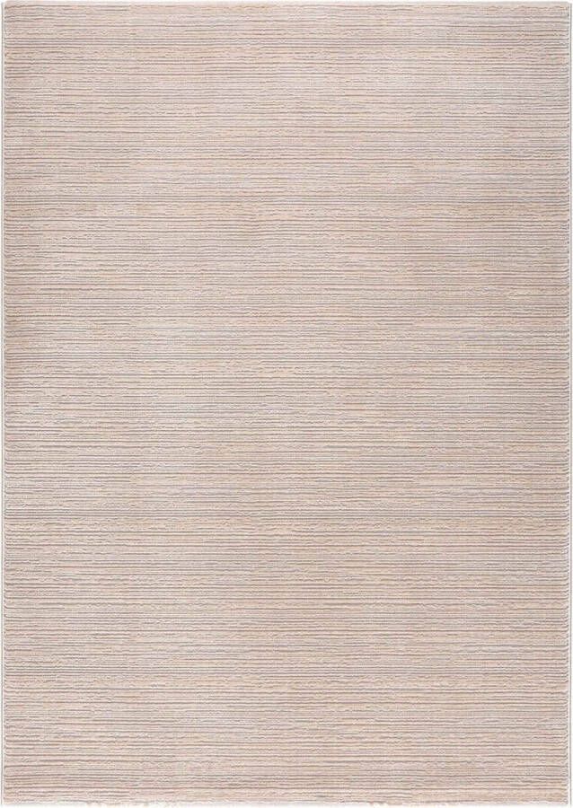 Flycarpets Eleganza Modern Laagpolig Gestreept Vloerkleed Beige Grijs 200x290 cm