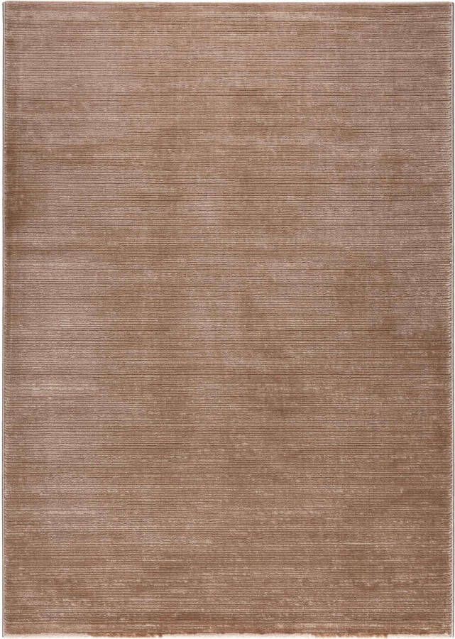 Flycarpets Eleganza Modern Laagpolig Gestreept Vloerkleed Donkerbeige 200x290 cm