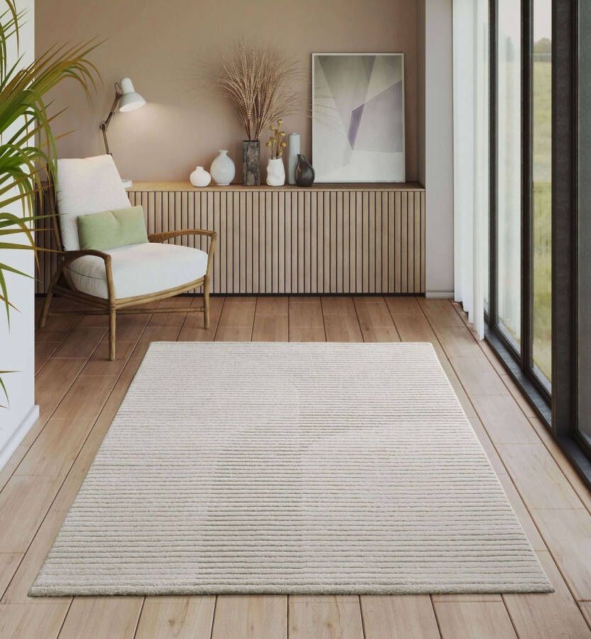 Flycarpets Elio Modern Japandi Geo Vloerkleed Creme 240x340 cm - Foto 1