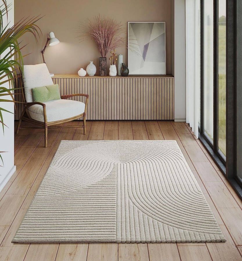 Flycarpets Eliora Vloerkleed Modern Japandi Creme Laagpolig Tapijt 140x200 cm - Foto 2