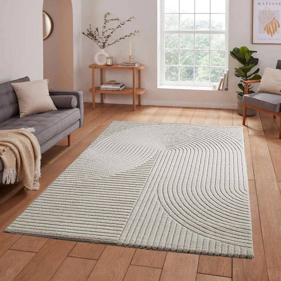Flycarpets Eliora Vloerkleed Modern Japandi Creme Laagpolig Tapijt 200x290 cm
