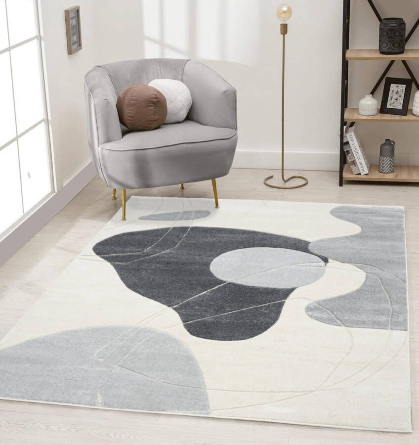 Flycarpets Eyoa Modern Vloerkleed Grijs Japandi Stijl Laagpolig Tapijt Woonkamer 200x290 cm - Foto 2