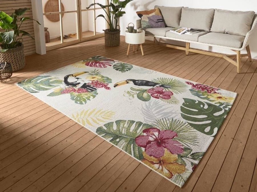 Flycarpets Flair Binnen & Buitenkleed Vloerkleed Tropical Dream Creme Multi 200x285 cm