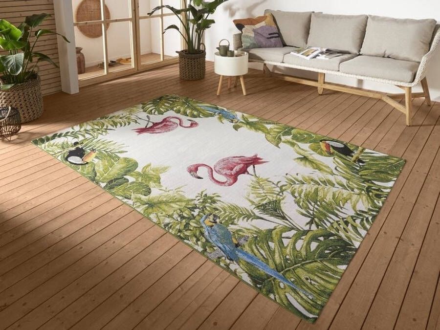 Flycarpets Flair Binnen & Buitenkleed Vloerkleed Tropical Flamingo Multi 160x235 cm