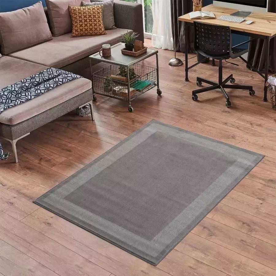 Flycarpets FLORENCE MODERN GRIJS VLOERKLEED LIJSTMOTIEF