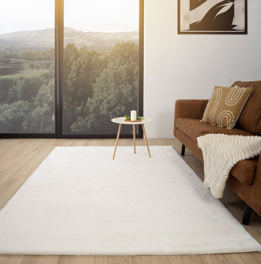Flycarpets Fluffy Hoogpolig Super Zacht Effen Vloerkleed Creme 120x170 cm - Foto 2