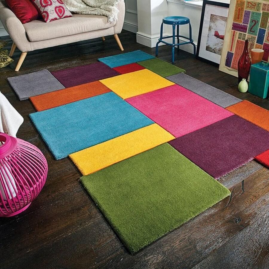 Flycarpets Abstract Modern Stracto Collage Organische Vorm Vloerkleed Multi 200x290 cm