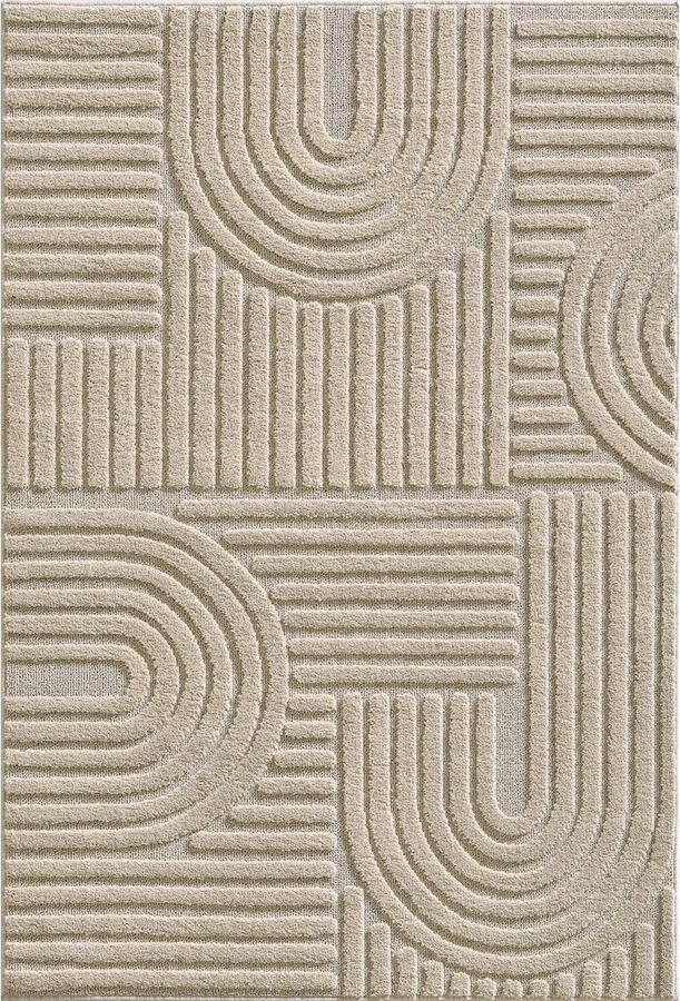 Flycarpets Arte Laagpolig Vloerkleed Japandi Stijl Kleur Beige Vloerkleed Tapijt voor Woonkamer Jute achterkant 160x230 cm