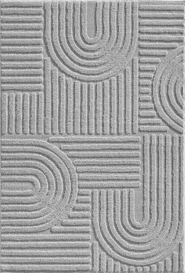Flycarpets Arte Laagpolig Vloerkleed Japandi Stijl Kleur Zilver Grijs Vloerkleed Tapijt voor Woonkamer Jute achterkant 140x200 cm