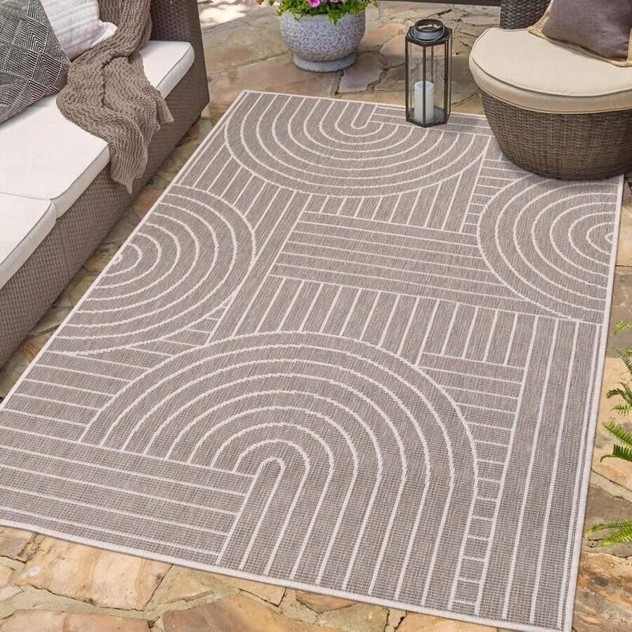 Flycarpets Binnen & Buitenkleed Omkeerbaar Rio Indoor & Outdoor Beige 160x230 cm