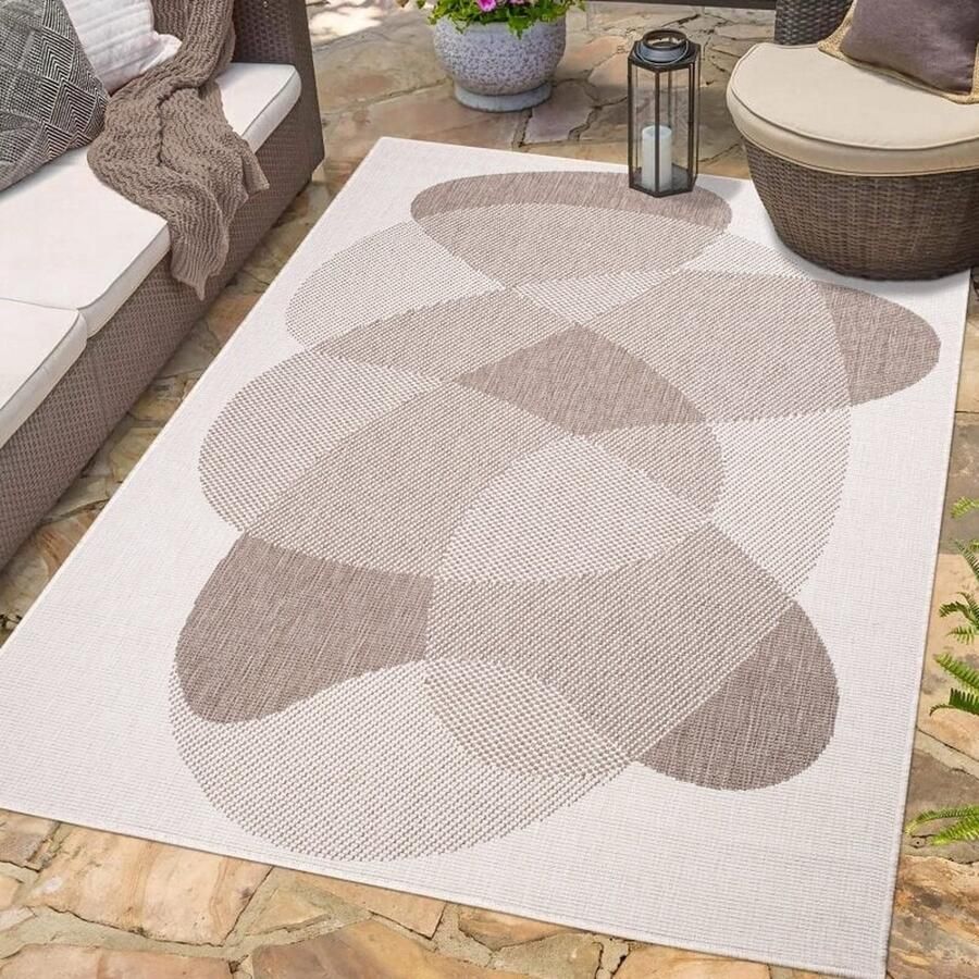 Flycarpets Binnen & Buitenkleed Omkeerbaar Rio Indoor & Outdoor Creme Beige 120x170 cm