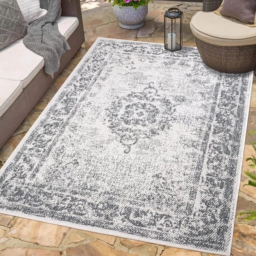 Flycarpets Binnen & Buitenkleed Omkeerbaar Rio Indoor & Outdoor Grijs 200x290 cm