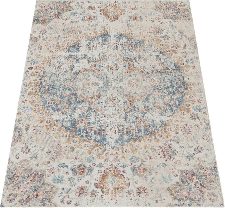 Flycarpets Binnen & Buitenkleed Torana Vintage Design Creme Blauw