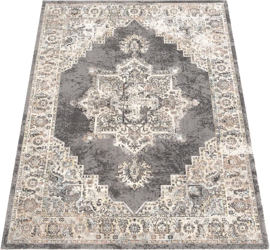 Flycarpets Torana Vintage Binnen- en Buitenkleed Grijs Kleurrijk 140x200 cm Laagpolig Tuintapijt Tuinkleed - Foto 4