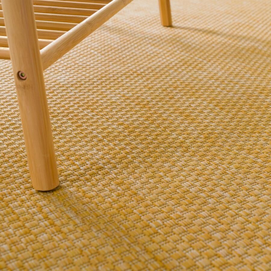 Flycarpets Veniro Effen Binnen en Buitenkleed Geel 140x200 cm Laagpolig Vloerkleed Buiten Tuinkleed Tuintapijt - Foto 3