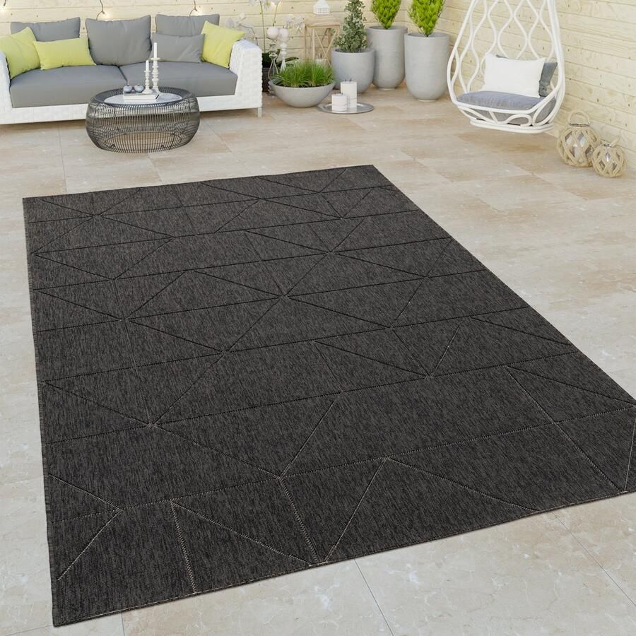 Flycarpets Binnen & Buitenkleed Vloerkleed Bruliza Geo Antraciet