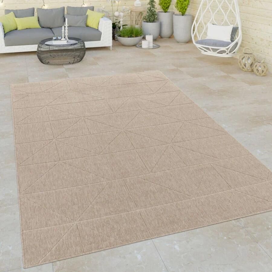 Flycarpets Binnen & Buitenkleed Vloerkleed Bruliza Geo Beige