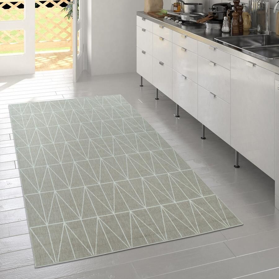 Flycarpets Binnen & Buitenkleed Vloerkleed Bruliza Geo Beige