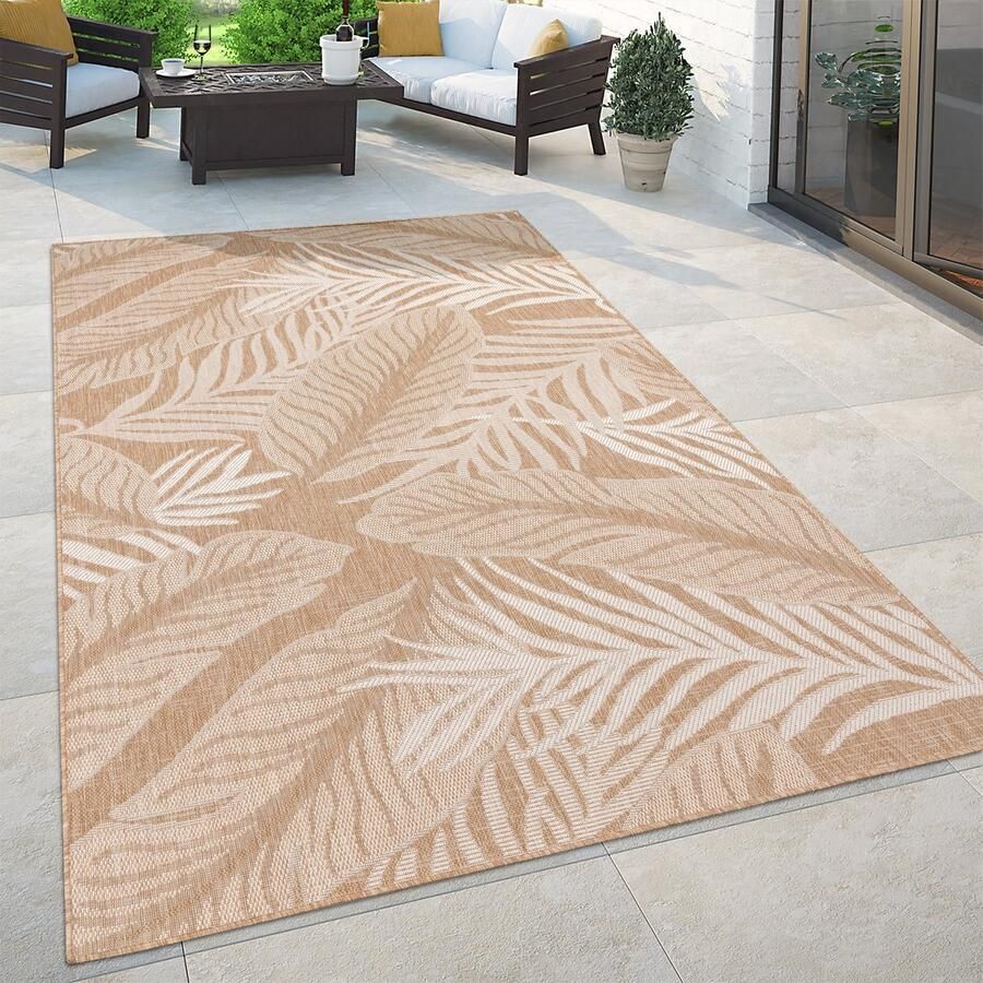 Flycarpets Binnen & Buitenkleed Vloerkleed Illica Gebloemd Beige