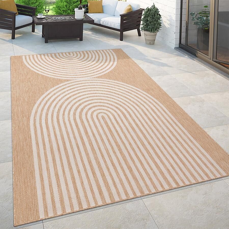 Flycarpets Binnen & Buitenkleed Vloerkleed Illica Gestreept Beige