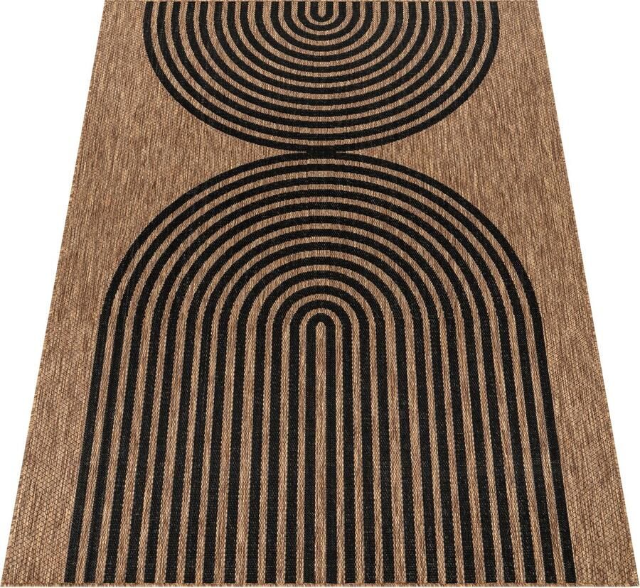 Flycarpets Binnen & Buitenkleed Vloerkleed Illica Gestreept Zwart Naturel - Foto 2