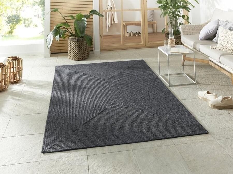 Flycarpets Binnen & Buitenkleed vloerkleed Trenzado Donkergrijs 200x290 cm